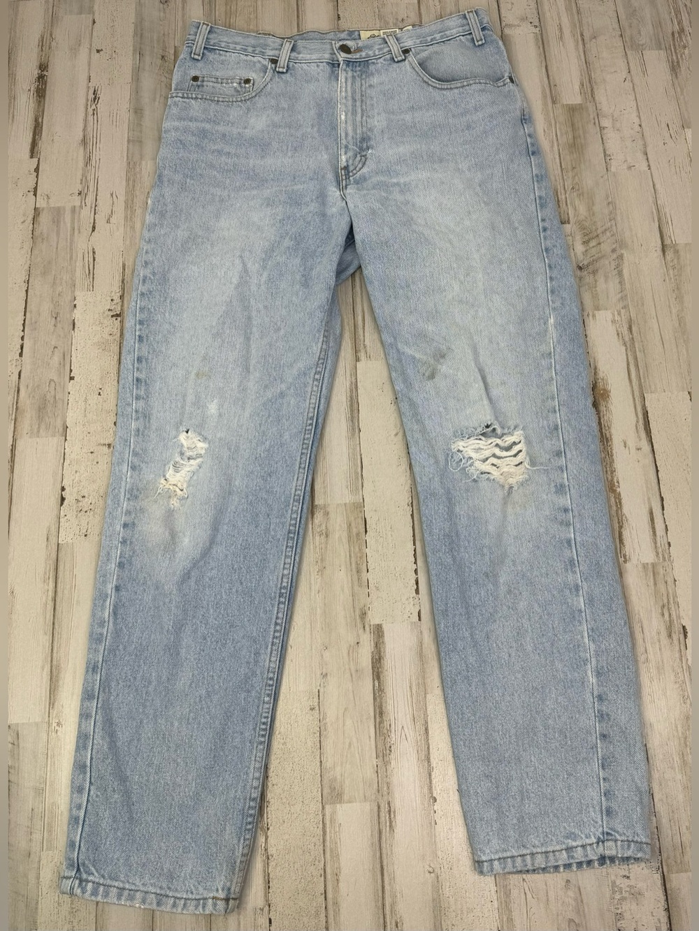Vintage Eddie Bauer Jeans Mens 34x32 Straight Fit Y2K Light Wash Blue Denim
